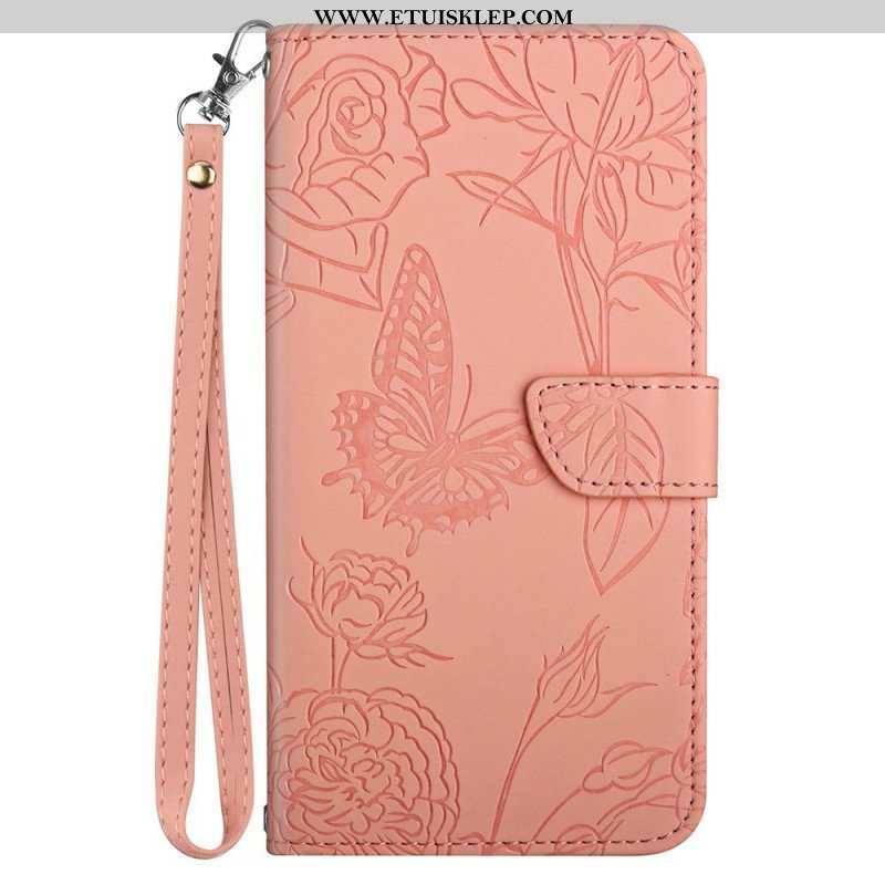 Etui Folio do Samsung Galaxy A13 Motyl Ze Smyczą